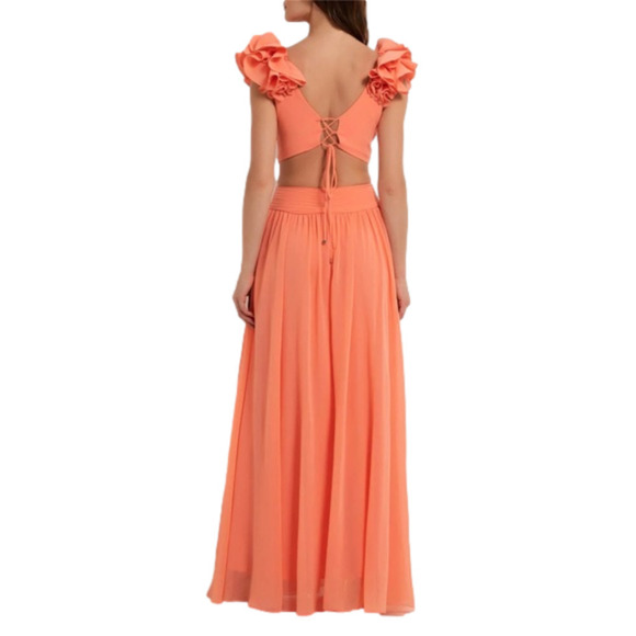 Patbo FLUTTER SLEEVE MAXI DRESS PEACH COLOR SIZE 0 - Picture 4 of 5